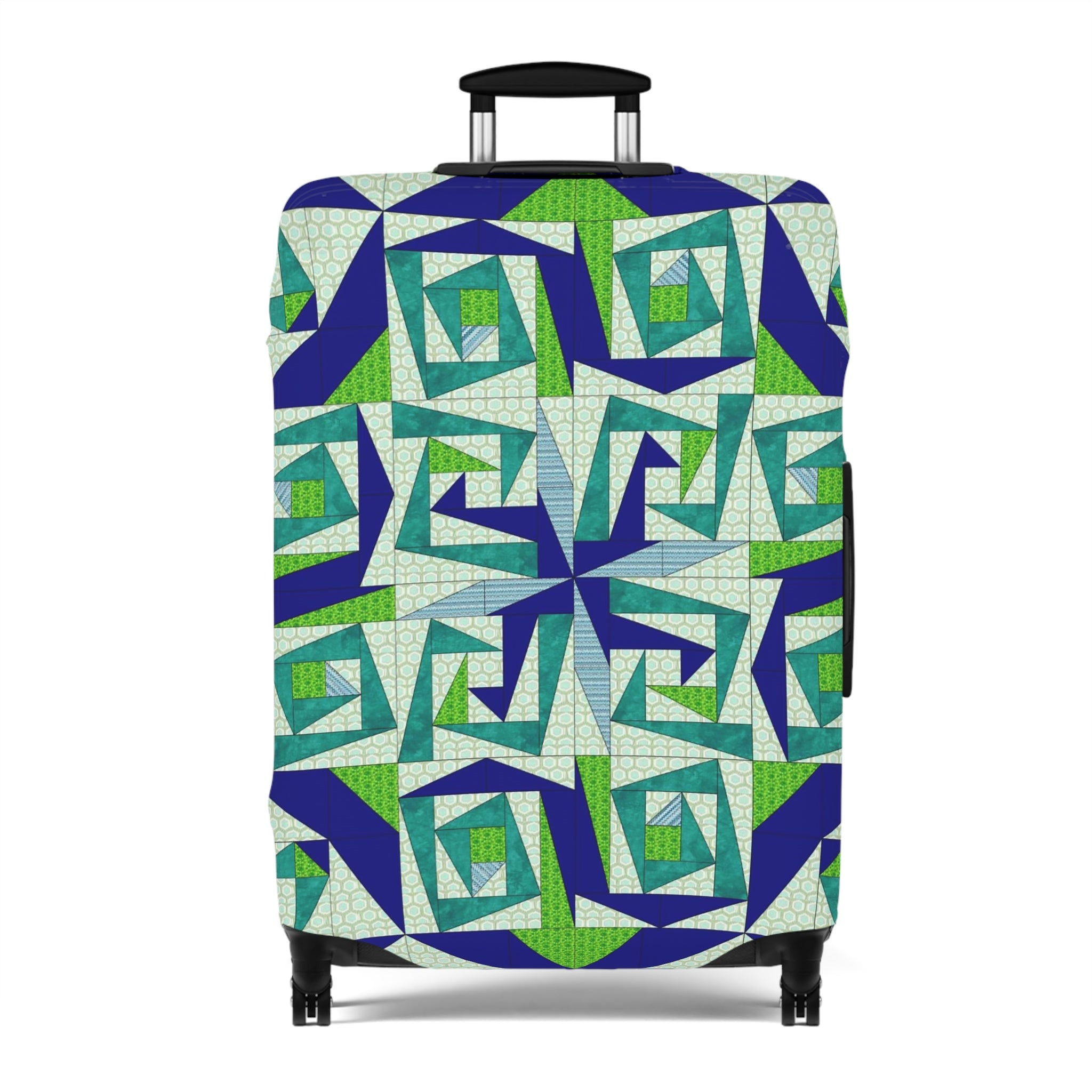 Mystery Maze Luggage Cover — Blue Green Abstract Travel Protector