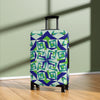 Mystery Maze Luggage Cover — Blue Green Abstract Travel Protector