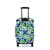 Mystery Maze Luggage Cover — Blue Green Abstract Travel Protector