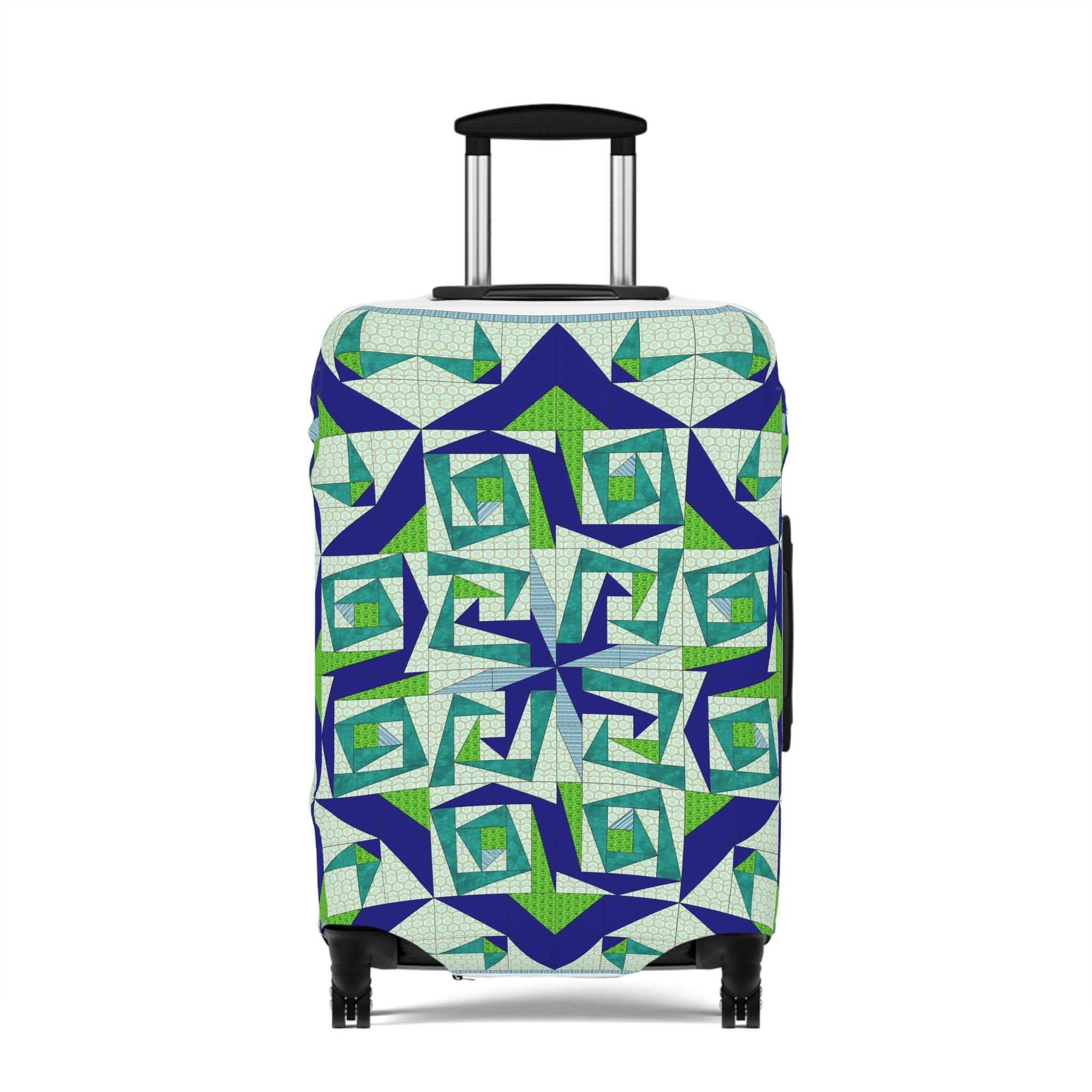 Mystery Maze Luggage Cover — Blue Green Abstract Travel Protector