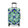 Mystery Maze Luggage Cover — Blue Green Abstract Travel Protector