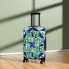 Mystery Maze Luggage Cover — Blue Green Abstract Travel Protector