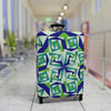 Mystery Maze Luggage Cover — Blue Green Abstract Travel Protector