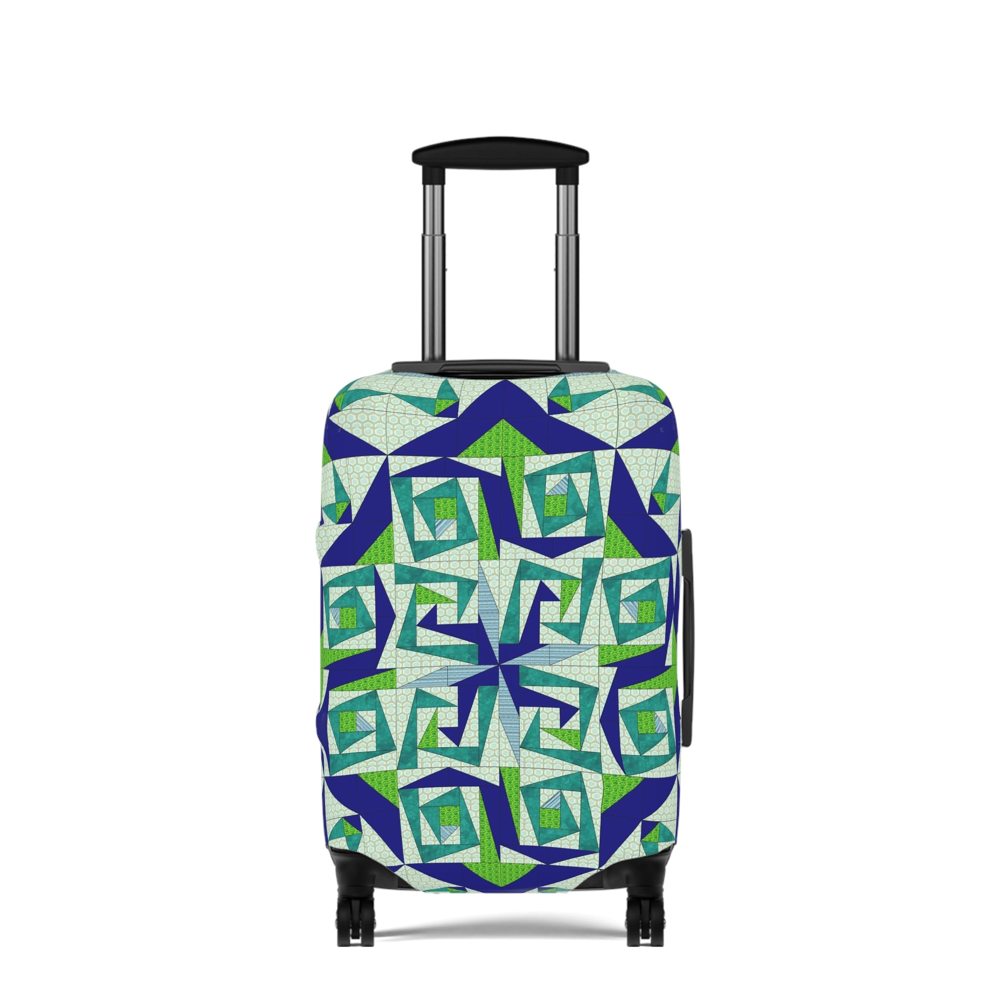 Mystery Maze Luggage Cover — Blue Green Abstract Travel Protector