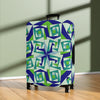 Mystery Maze Luggage Cover — Blue Green Abstract Travel Protector