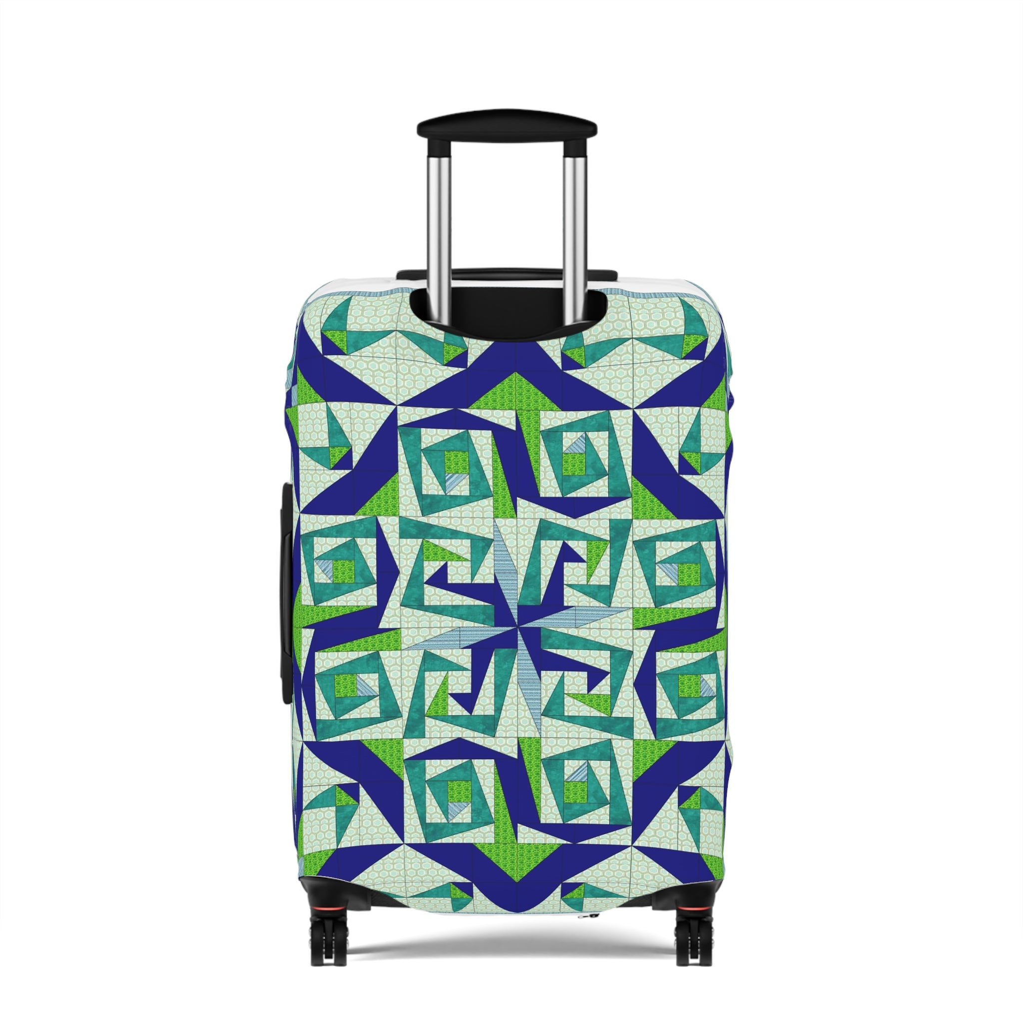 Mystery Maze Luggage Cover — Blue Green Abstract Travel Protector
